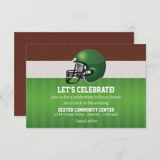 アメリカンフットボール バー ミッツヴァー レセプション 挿入 招待状 (正面/裏面)