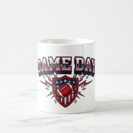 アメリカンフットボール パトリオティックシールド スポーツ ゲームデー コーヒーマグカップ