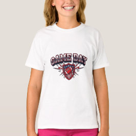 アメリカンフットボール パトリオティックシールド スポーツ ゲームデー Tシャツ