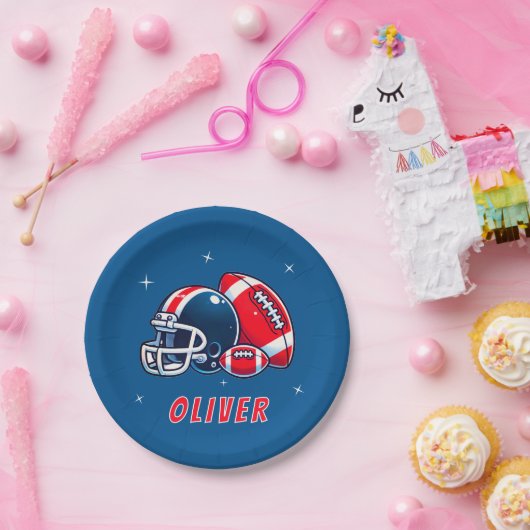 アメリカンフットボール ボール ヘルメット カートゥーン 誕生日パーティー ペーパープレート (パーティー)