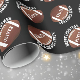 アメリカンフットボール ボール 名前 ブラック クリスマス  ラッピングペーパー
