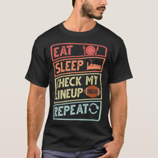アメリカンフットボール ラインマン Eat Sleep Check My Line Up Tシャツ