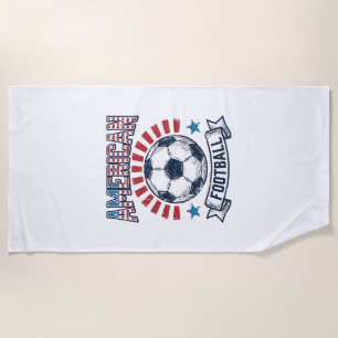 アメリカンフットボール レトロ サッカーボール Tシャツ デザイン ビーチタオル