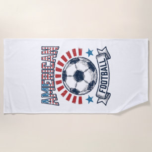 アメリカンフットボール レトロ サッカーボール Tシャツ デザイン ビーチタオル