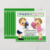 アメリカンフットボール 性別発表 ベビーシャワー 招待状 (正面/裏面)