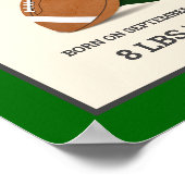 アメリカンフットボール 緑のヘルメット 赤ちゃん 誕生統計 ポスター (角)