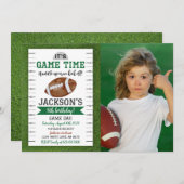 アメリカンフットボール 誕生日 写真 招待状 白 (正面/裏面)