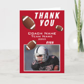 アメリカンフットボール 赤 感謝の気持ち コーチ フォト カード (正面)