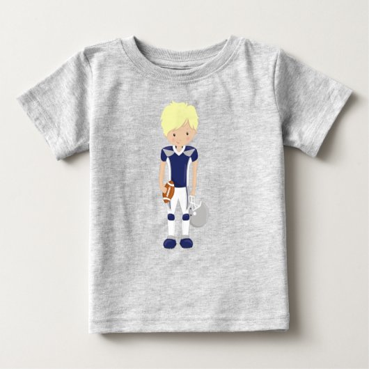 アメリカンフットボール，金髪，かわいい少年，ラグビー ベビーTシャツ (正面)