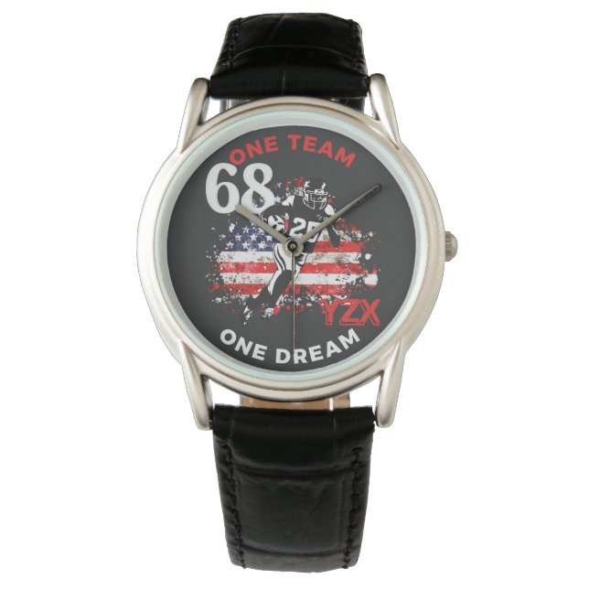 アメリカンフットボール、1チーム1つの夢 腕時計 (正面)