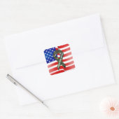 アメリカンフラググリーン迷彩柄軍隊を支援 スクエアシール (封筒)