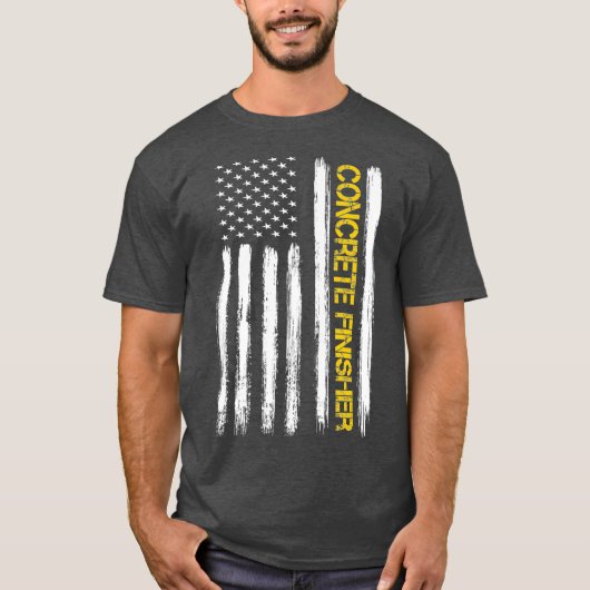 アメリカンフラグコンクリートフィニッシャ建築 Tシャツ (正面)