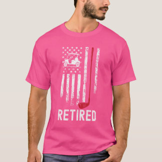 アメリカンフラグゴ退職したーリングゴルフクラブゴルフカート Tシャツ