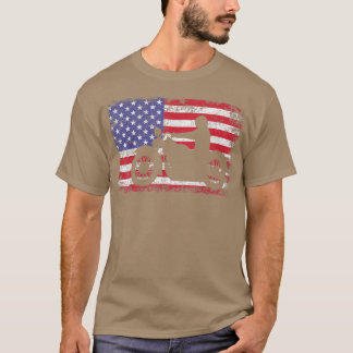 アメリカンフラグバイクもしくは自転車に乗る人オートバイメンズ Tシャツ