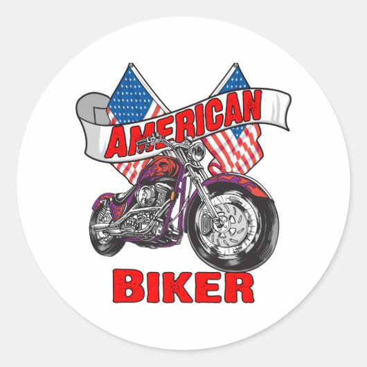 アメリカンフラグバイクもしくは自転車に乗る人 ラウンドシール (正面)