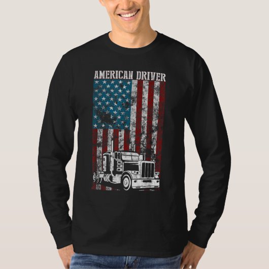 アメリカンフラグビッグリグセミトレーラートラックドライバーギ Tシャツ (正面)