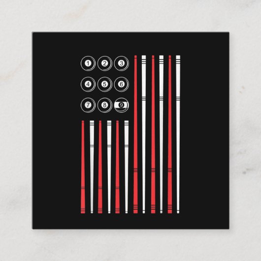 アメリカンフラグビリヤード射撃、 発砲プール スクエア名刺 (正面)