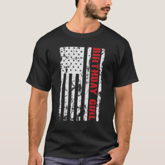 アメリカンフラグ誕生日ガール Tシャツ