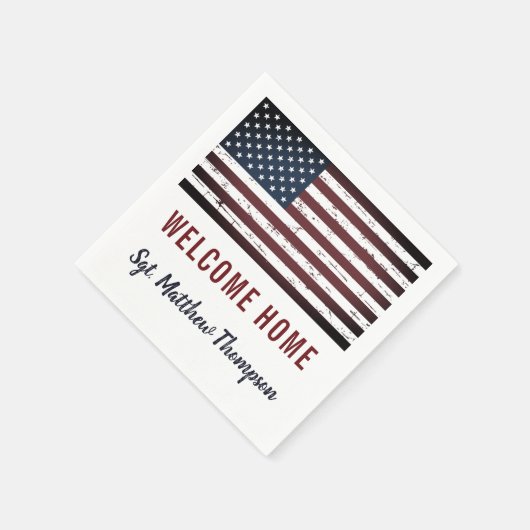 アメリカンフラグ軍隊ソルジャーウェルカムホームパーティー スタンダードカクテルナプキン (角)