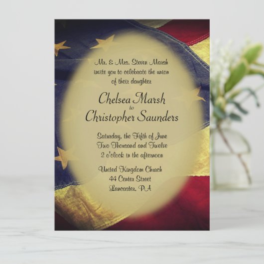 アメリカンフラグ軍隊結婚式招待状 招待状 (スタンド正面)