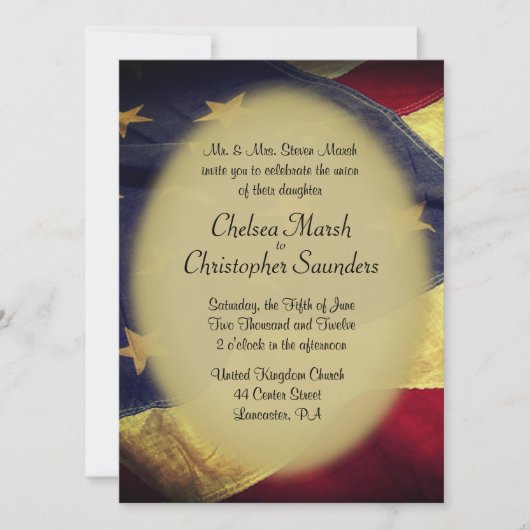 アメリカンフラグ軍隊結婚式招待状 招待状 (正面)