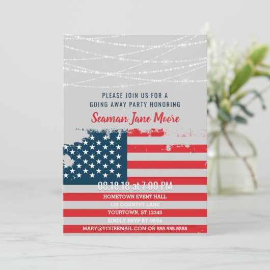 アメリカンフラグ軍隊行遠くにきパーティの招待状 招待状 (スタンド正面)