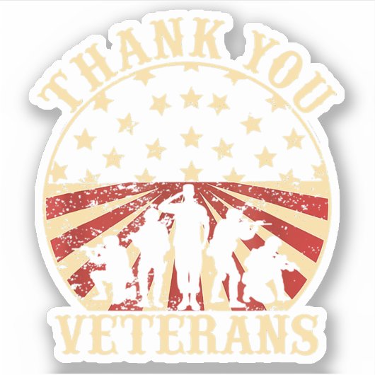 アメリカンフラグ退役軍人デイサンキューユキュ退役軍人 シール (正面)
