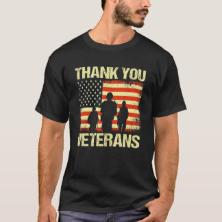アメリカンフラグ退役軍人デイサンキューユユー退役軍人ヴィンタ Tシャツ