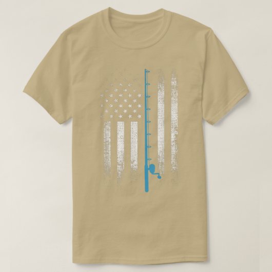 アメリカンフラグ魚釣りシャツポールリバー魚釣りシ Tシャツ (デザイン正面)