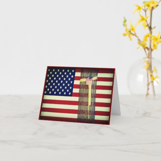 アメリカンフラグ/イエローリボン軍隊ノートカード カード (黄色い花)