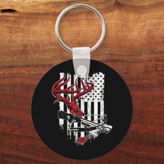 アメリカンフラッグアーチェリーボウ狩りディアースカルクロス キーホルダー (正面)
