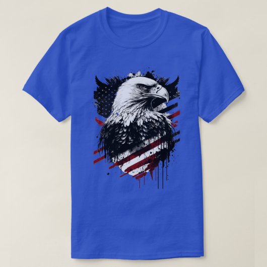 アメリカンフラッグイーグル抽象デザイン Tシャツ (デザイン正面)