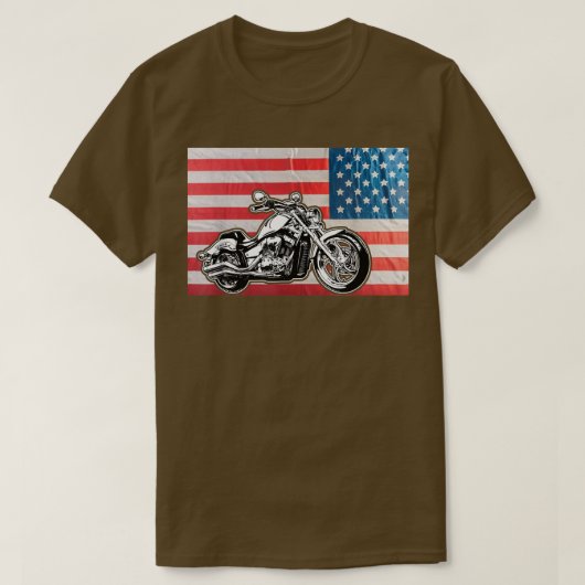 アメリカンフラッグオートバイバイクもしくは自転車に乗る人154 Tシャツ (デザイン正面)