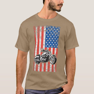 アメリカンフラッグオートバイバイクもしくは自転車に乗る人160 Tシャツ