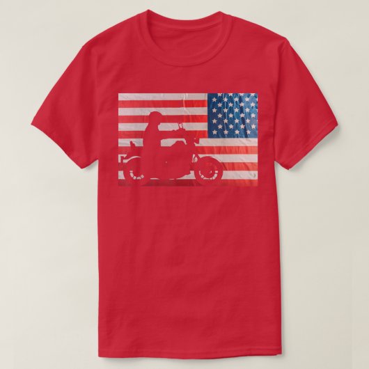 アメリカンフラッグオートバイバイクもしくは自転車に乗る人162 Tシャツ (デザイン正面)