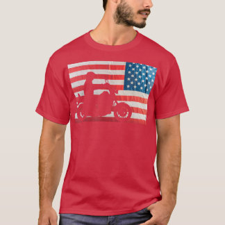 アメリカンフラッグオートバイバイクもしくは自転車に乗る人162 Tシャツ