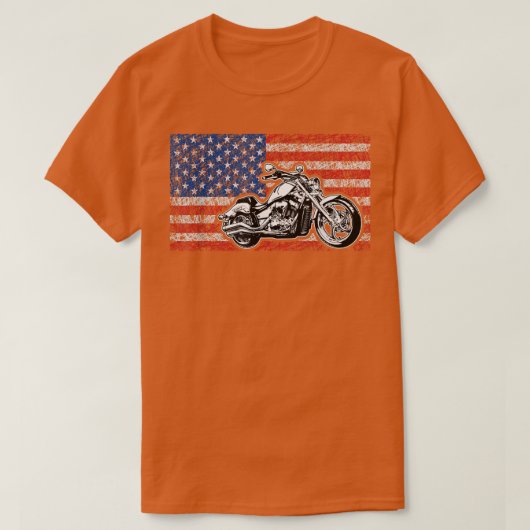 アメリカンフラッグオートバイバイクもしくは自転車に乗る人167 Tシャツ (デザイン正面)