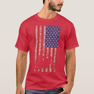 アメリカンフラッグオートバイバイクもしくは自転車に乗る人174 Tシャツ