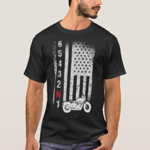アメリカンフラッグオートバイ Tシャツ