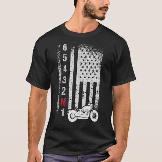 アメリカンフラッグオートバイ Tシャツ (正面)