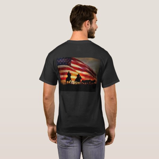 アメリカンフラッグカウボーローピングとチームローパーズ Tシャツ (裏面フル)