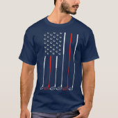 アメリカンフラッグゴルフクラブのゴルフスティック旗のギフト Tシャツ (正面)