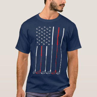 アメリカンフラッグゴルフクラブのゴルフスティック旗のギフト Tシャツ