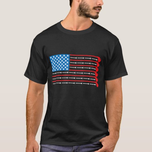 アメリカンフラッグゴルフクラブのボールとスポーツ Tシャツ (正面)