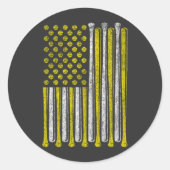 アメリカンフラッグソフトボールチームおもしろいヴィンテージクラシック ラウンドシール (正面)