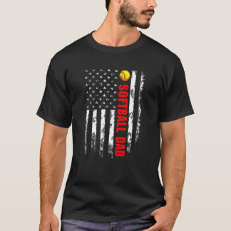 アメリカンフラッグソフトボールパパバックサイドエッセンシャル Tシャツ