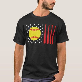 アメリカンフラッグソフトボールパパ | ソフトボールダディーブラック Tシャツ