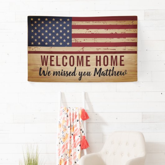 アメリカンフラッグソルジャー軍隊ウェルカムホームパーティー 横断幕 (インサイチュ)