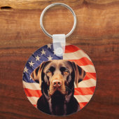 アメリカンフラッグチョコレートラブラドール キーホルダー (正面)