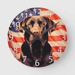 アメリカンフラッグチョコレートラブラドール ラウンド壁時計